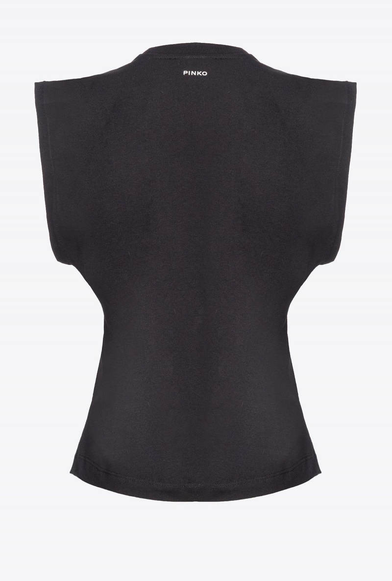 LIMO BLACK Pinko T-shirt with double shiny embroidery | TMYPQ66499