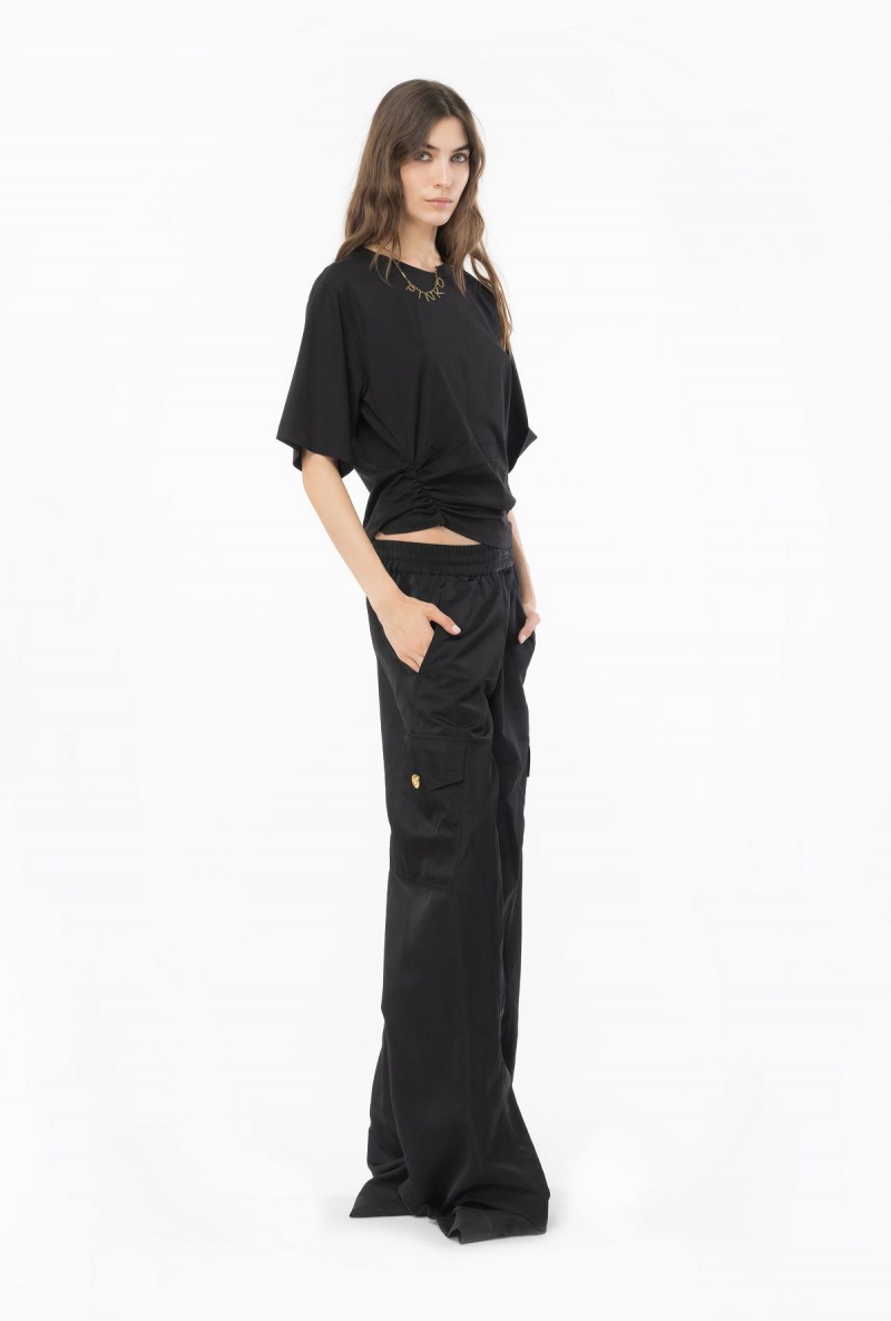 LIMO BLACK Pinko T-shirt with rhinestone necklace | QMYUV82384