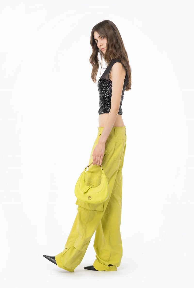 LIMO BLACK Pinko Tulle top with sequin embroidery | QMYUV95104