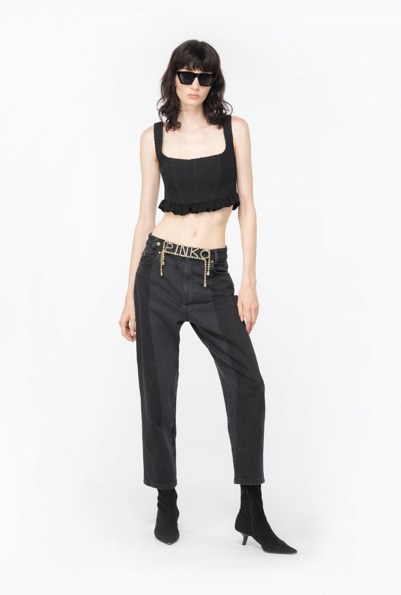 LIMO BLACK Pinko Tweed crop top | TMYWZ16162