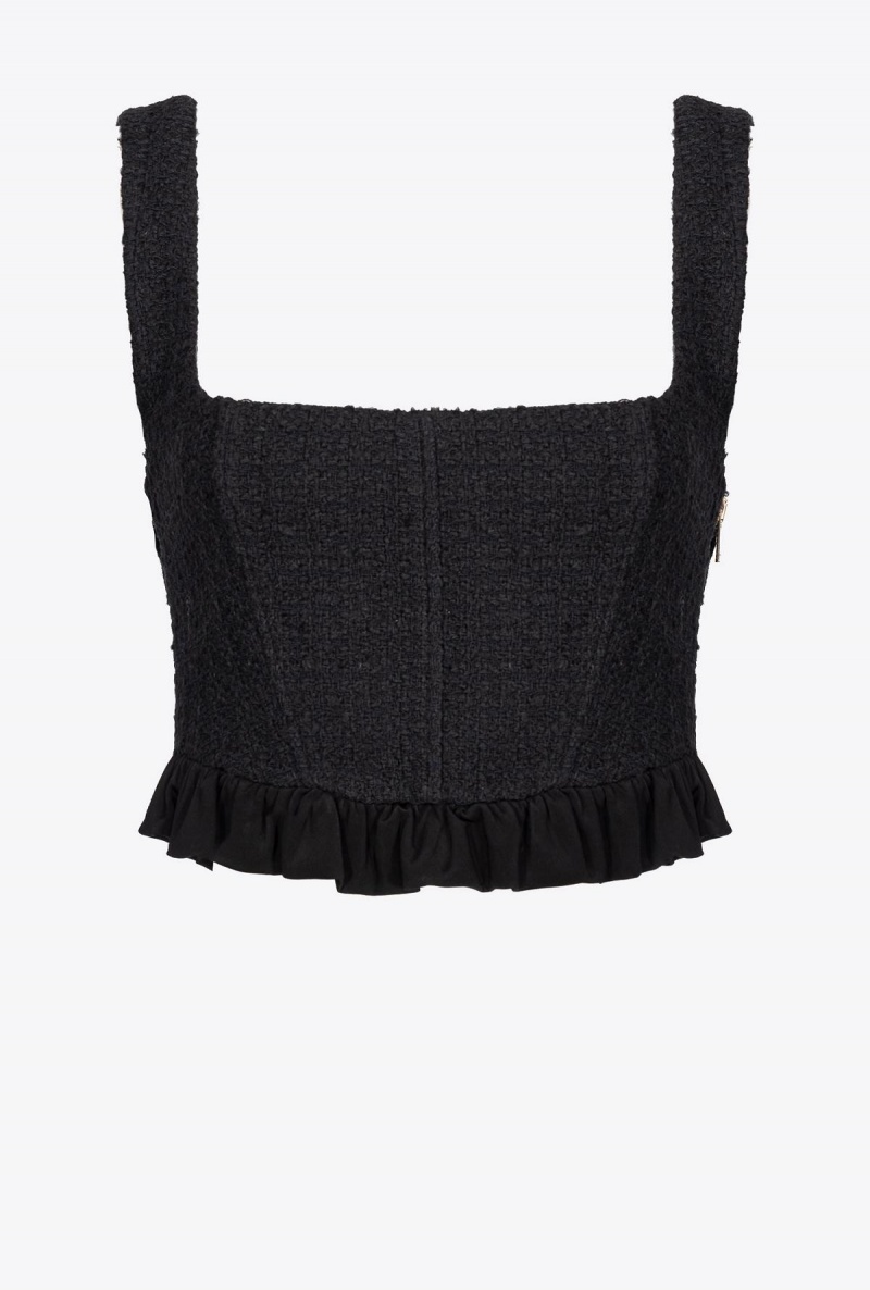 LIMO BLACK Pinko Tweed crop top | TMYWZ16162