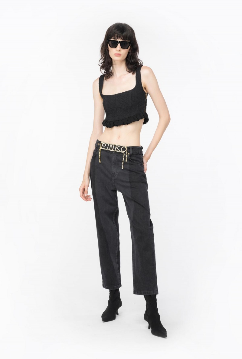 LIMO BLACK Pinko Tweed crop top | TMYWZ16162
