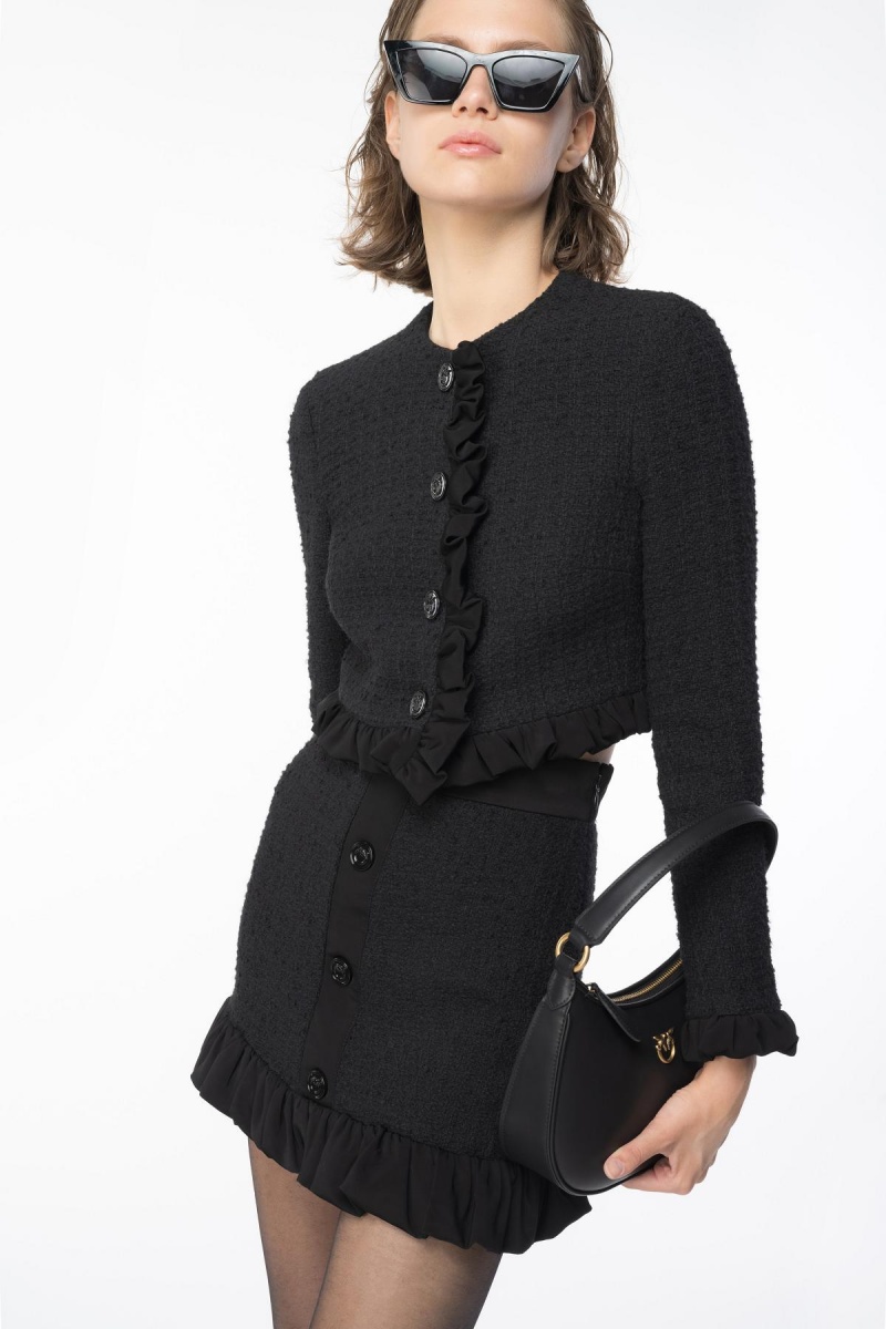 LIMO BLACK Pinko Tweed mini skirt with ruching | MYQAV69395