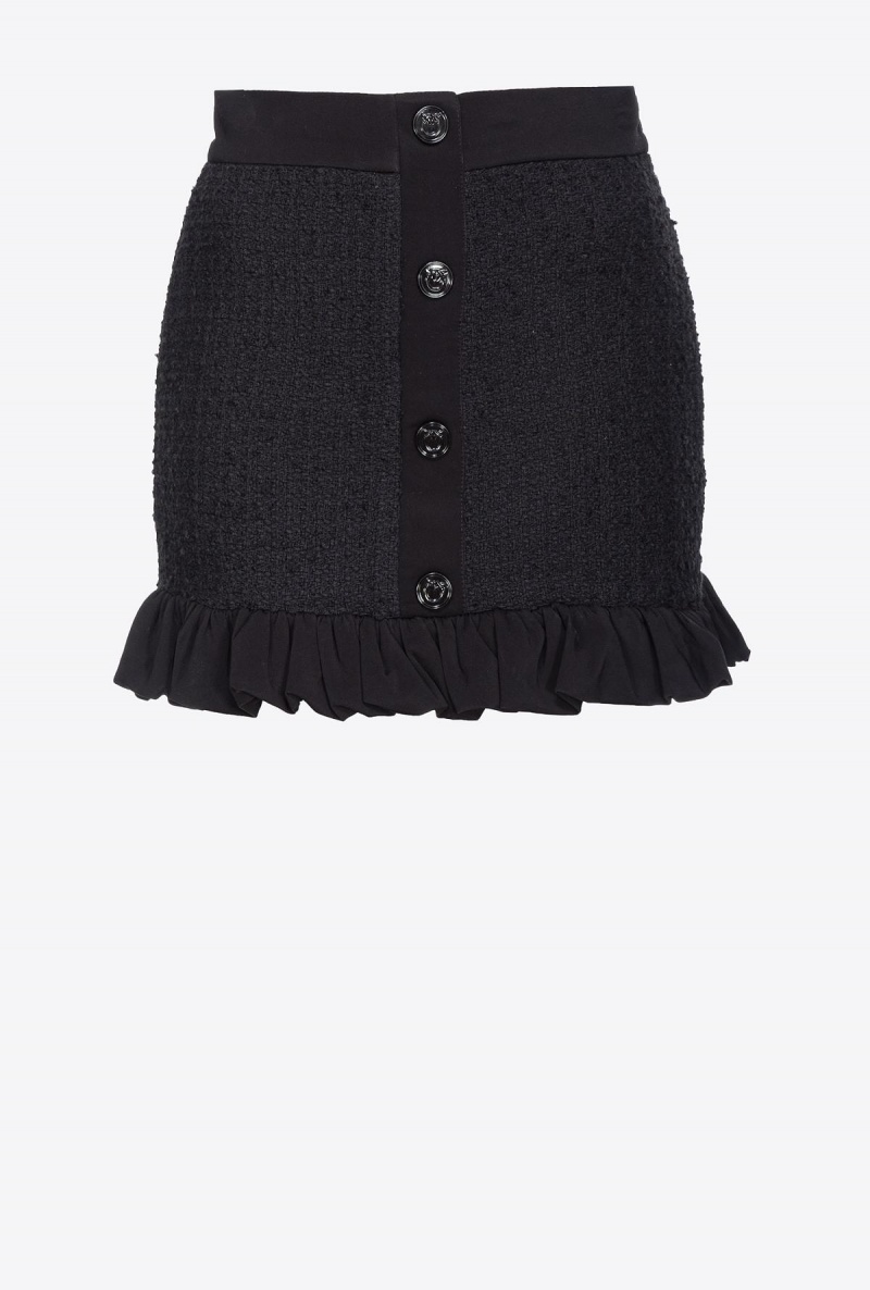 LIMO BLACK Pinko Tweed mini skirt with ruching | XMYGW27114