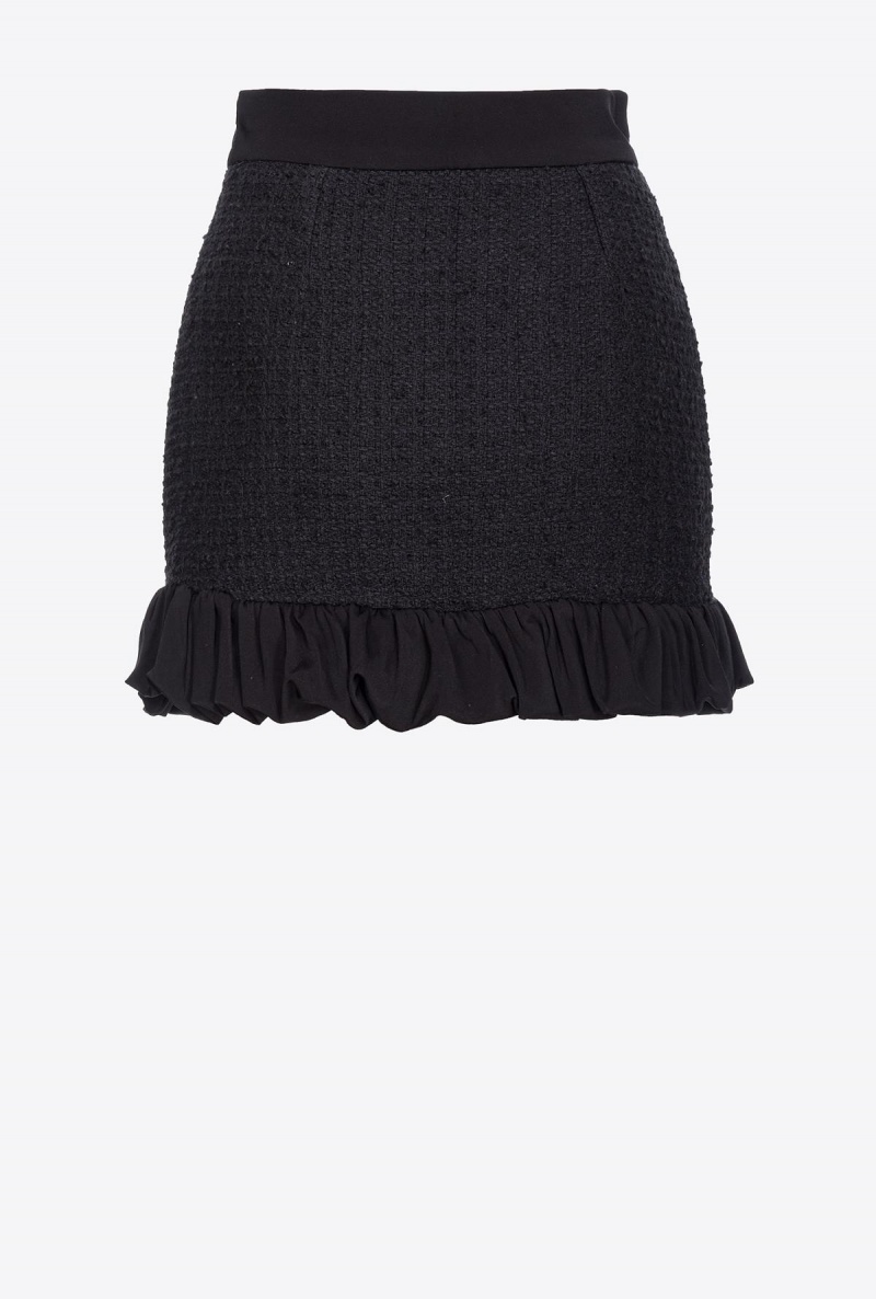 LIMO BLACK Pinko Tweed mini skirt with ruching | XMYGW27114