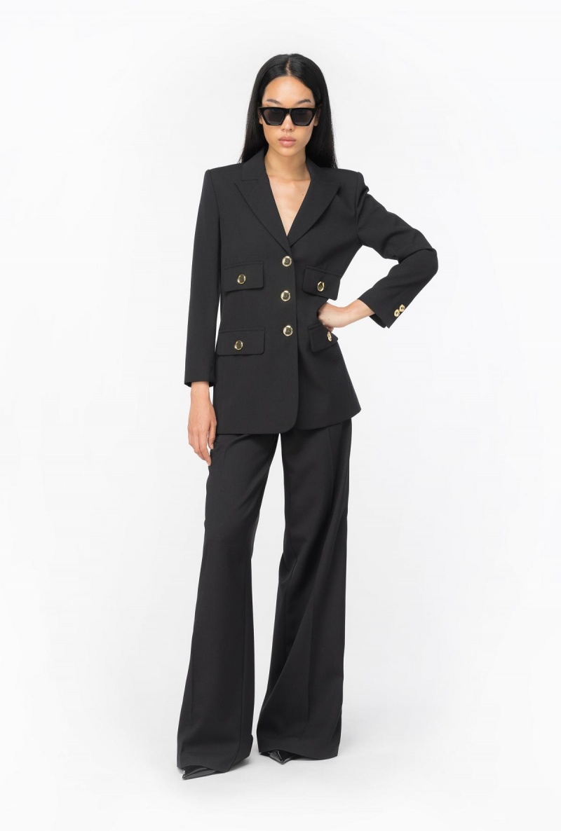 LIMO BLACK Pinko Twill palazzo trousers | BMYSO95566