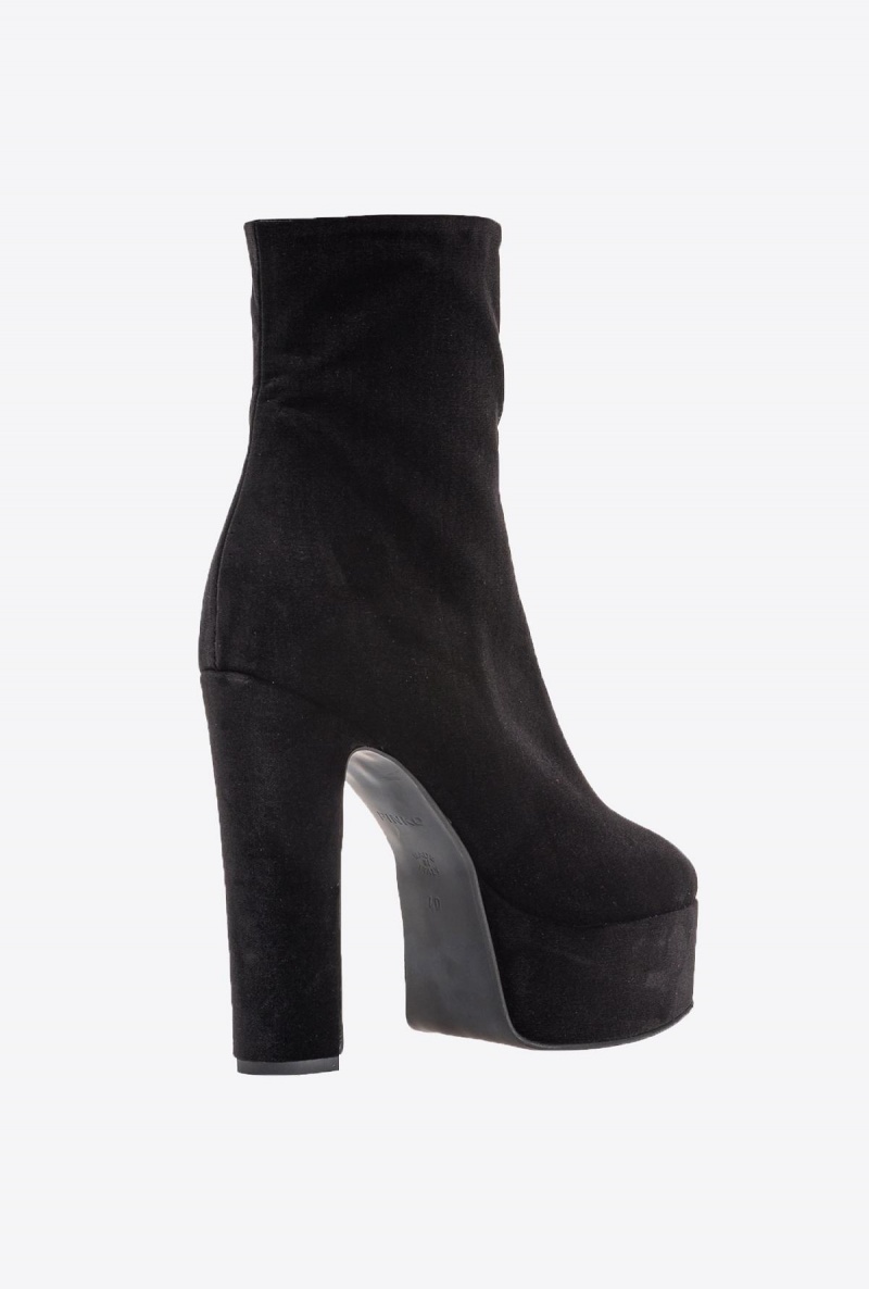 LIMO BLACK Pinko Velvet ankle boots | UMYND99340