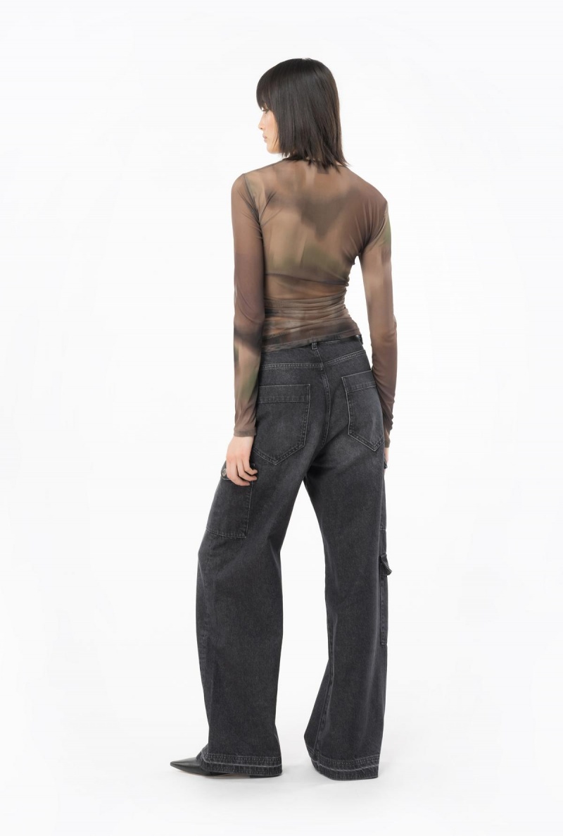 LIMO BLACK Pinko Vintage black denim cargo jeans | PMYER92176