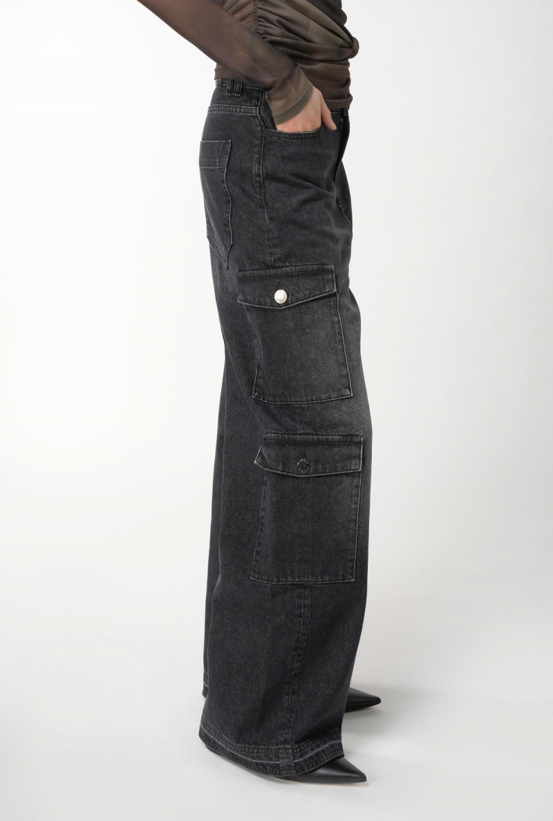 LIMO BLACK Pinko Vintage black denim cargo jeans | PMYER92176