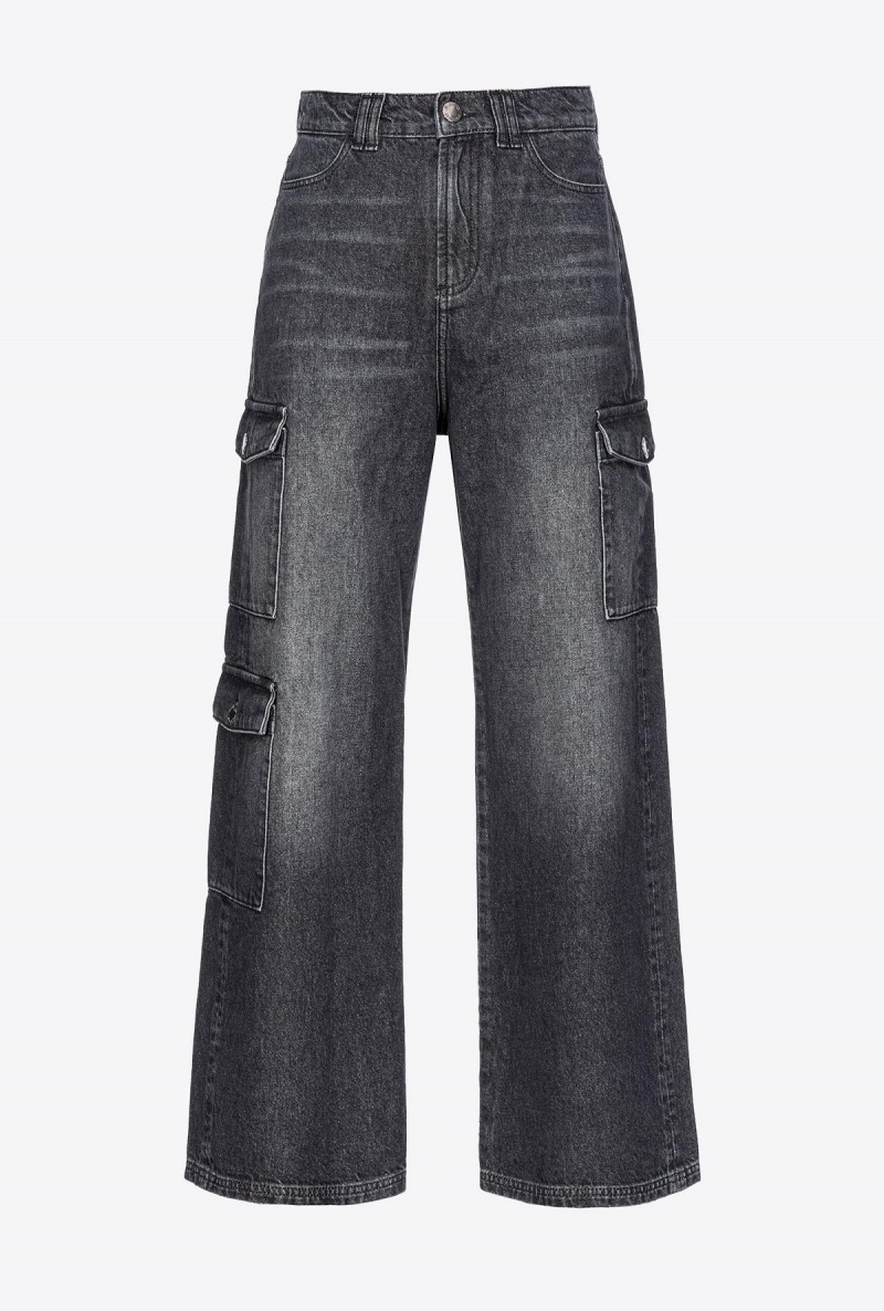 LIMO BLACK Pinko Vintage black denim cargo jeans | PMYER92176