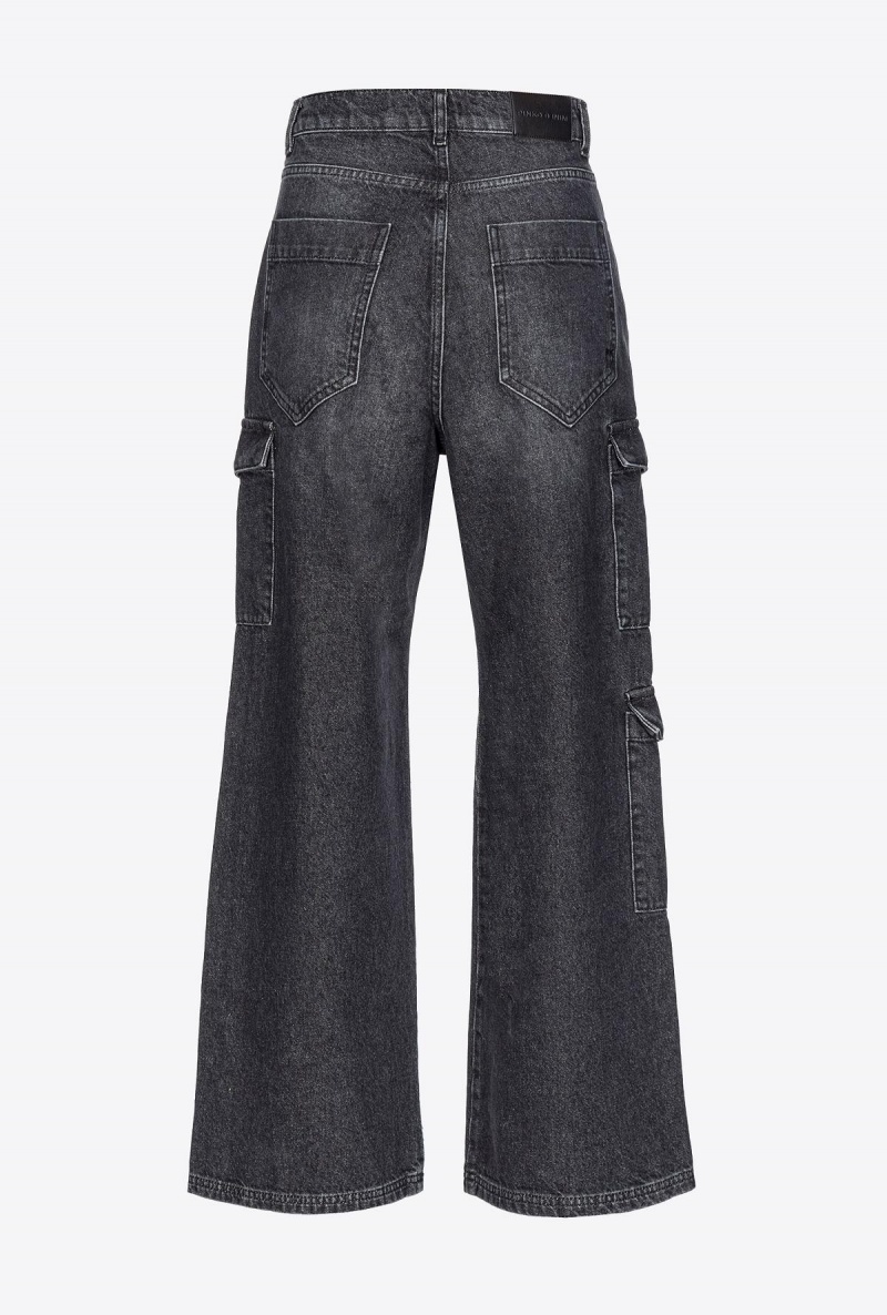 LIMO BLACK Pinko Vintage black denim cargo jeans | PMYER92176