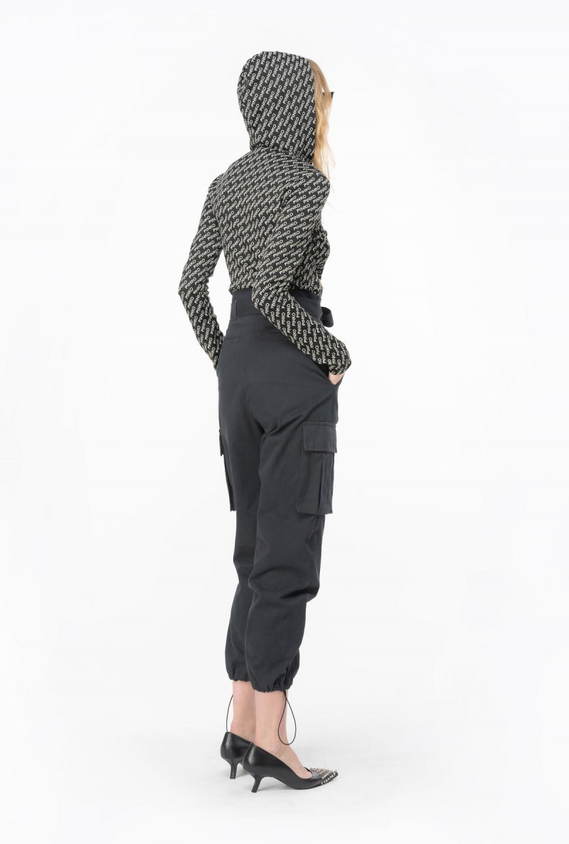 LIMO BLACK Pinko Washed cotton cargo trousers | MYNEJ88991
