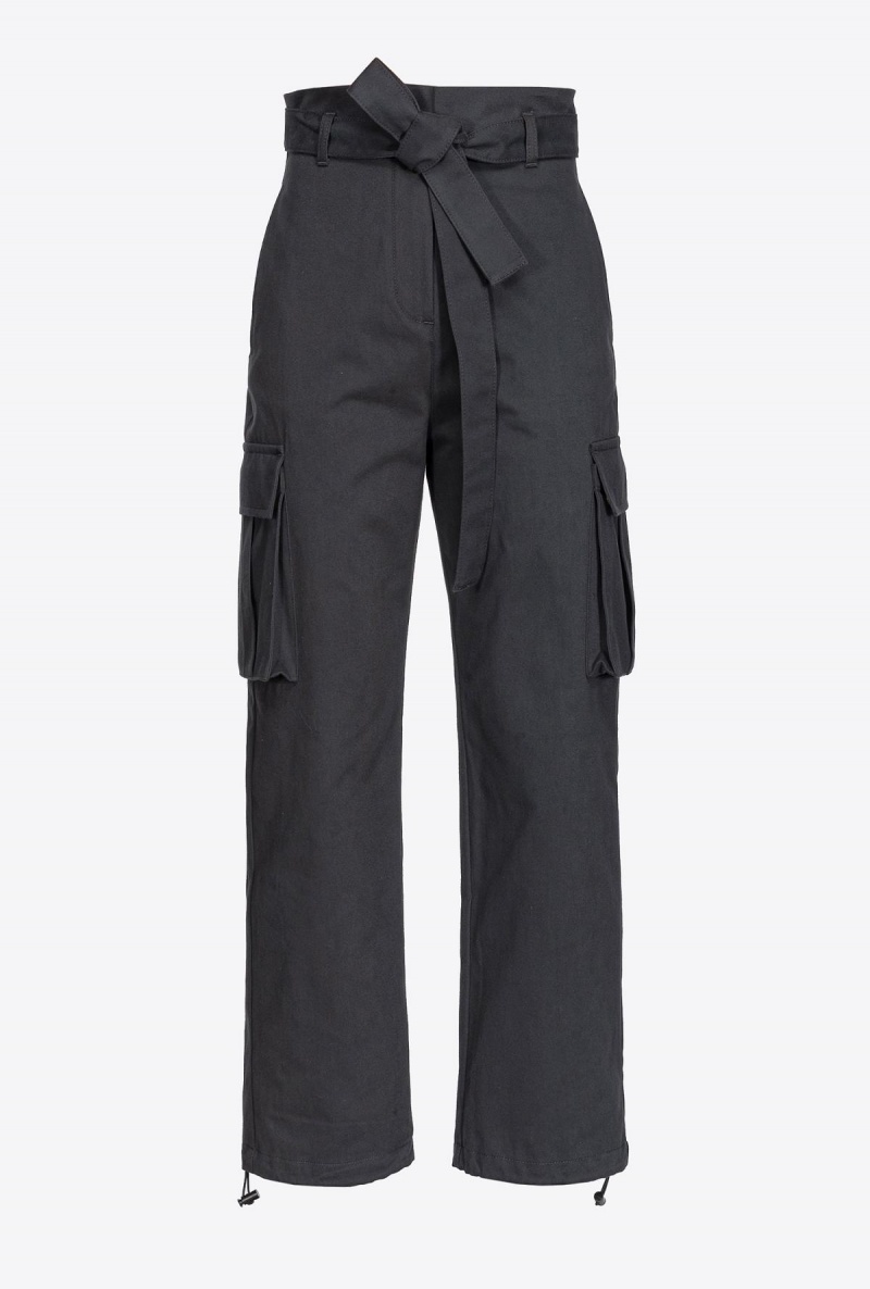 LIMO BLACK Pinko Washed cotton cargo trousers | MYNEJ88991