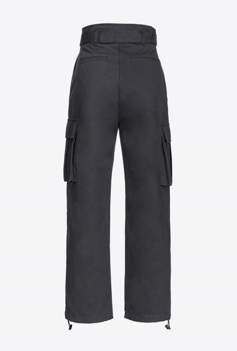 LIMO BLACK Pinko Washed cotton cargo trousers | MYNEJ88991