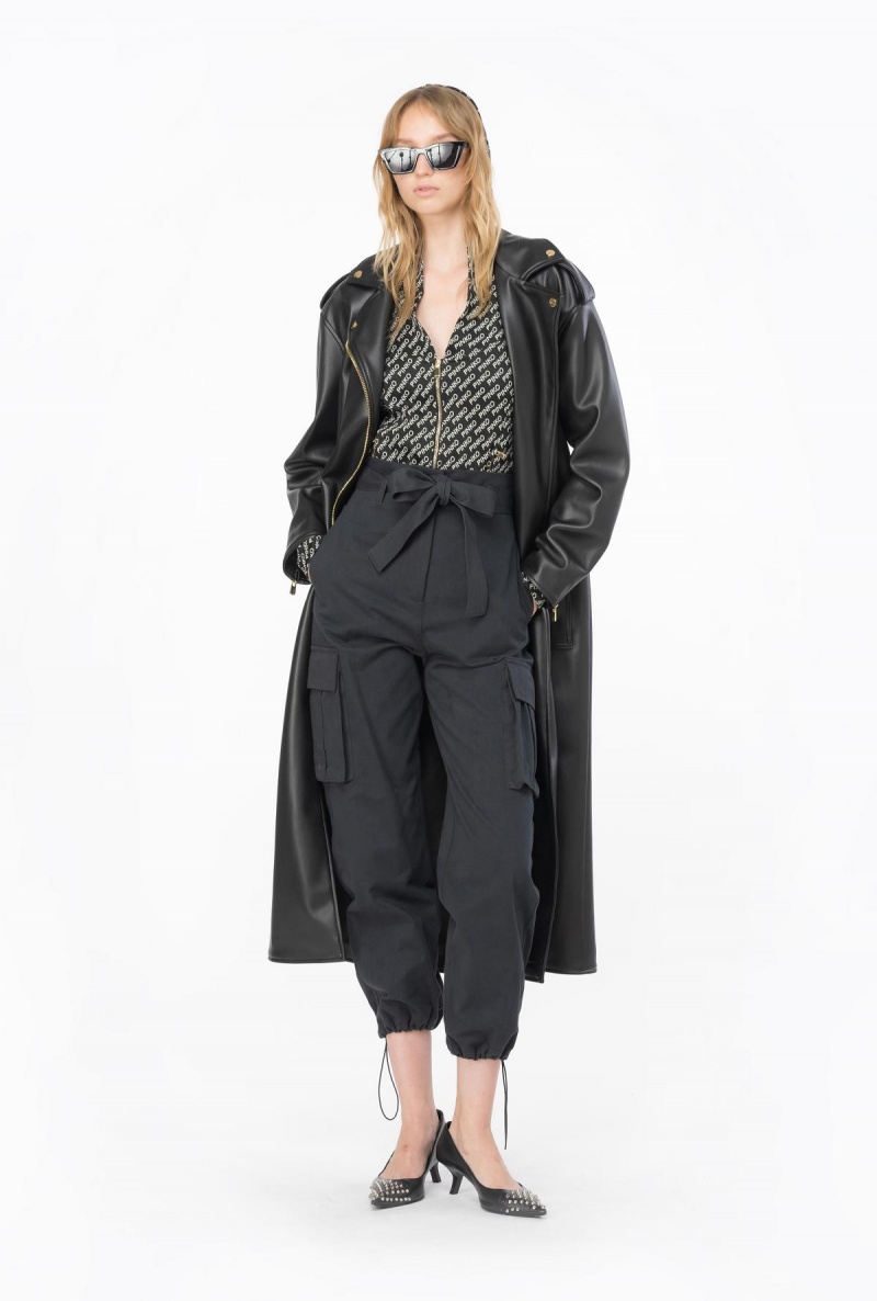 LIMO BLACK Pinko Washed cotton cargo trousers | MYNEJ88991