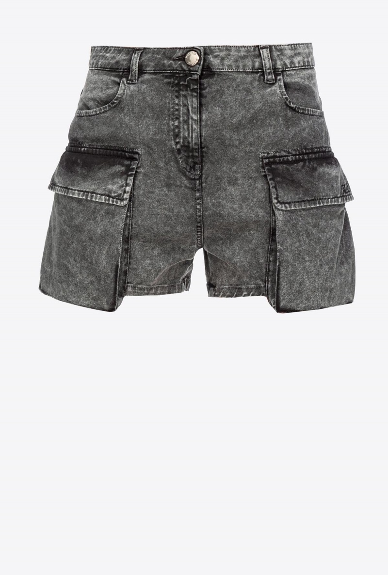 LIMO BLACK Pinko Washed drill cargo shorts | DMYVO24216