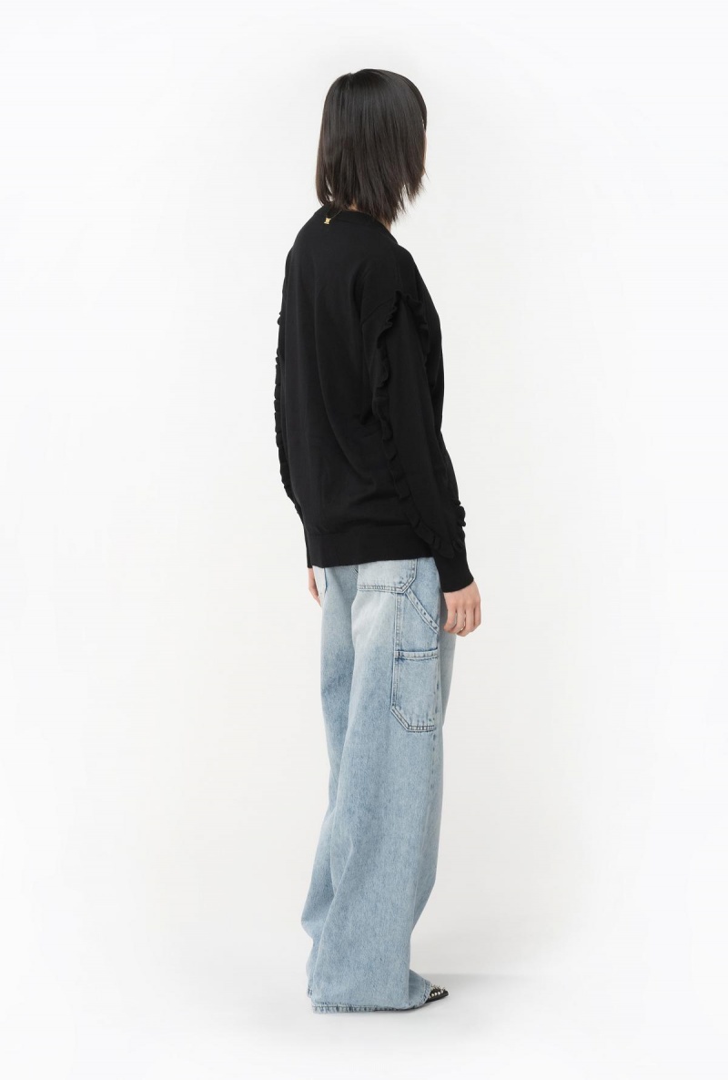 LIMO BLACK Pinko Wool cardigan with ruching | MYJBT53168