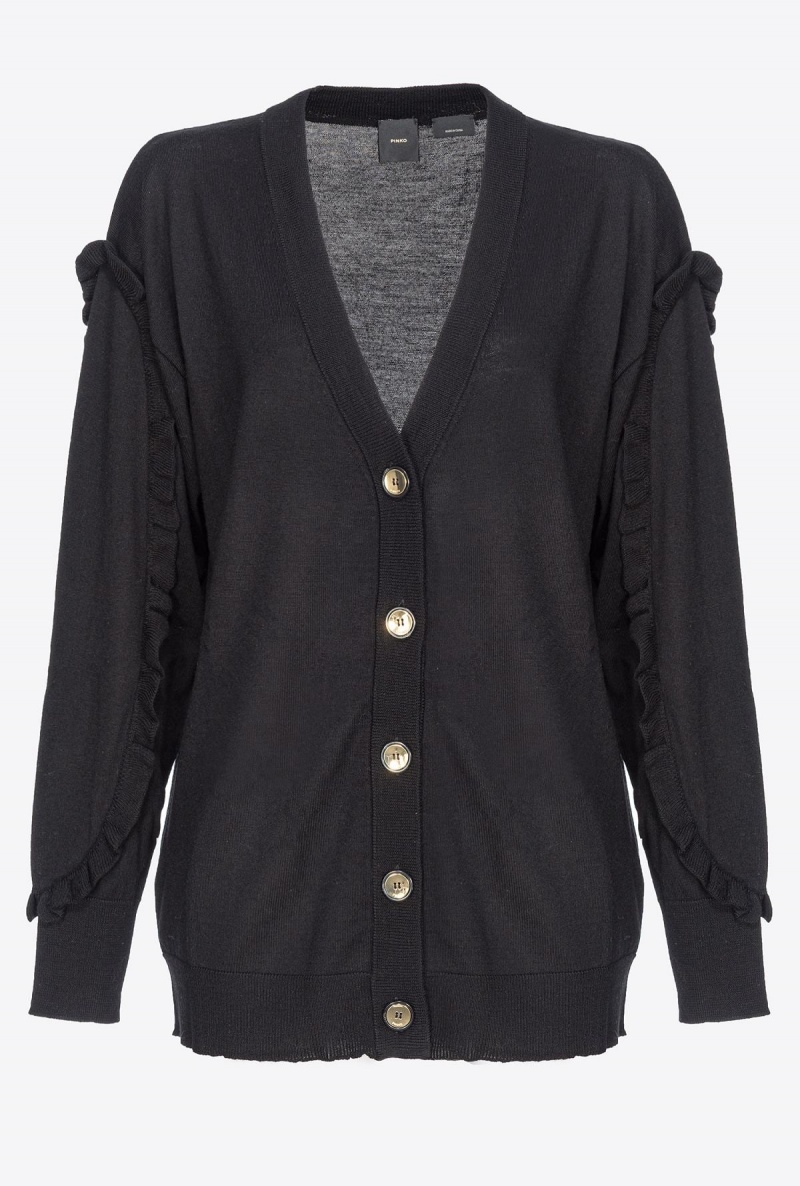 LIMO BLACK Pinko Wool cardigan with ruching | MYJBT53168