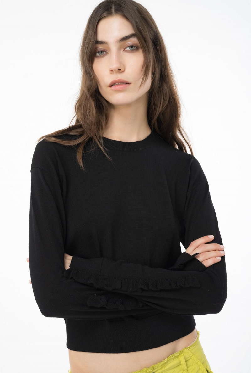 LIMO BLACK Pinko Wool pullover with ruching | MYJVR57407