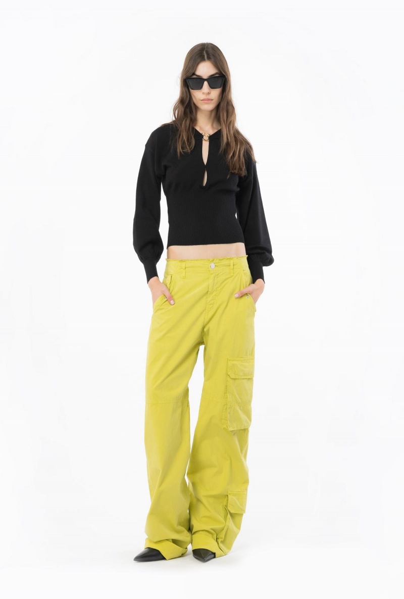 LIMO BLACK Pinko Wool sweater with Love Birds buckle | MYJBT63345