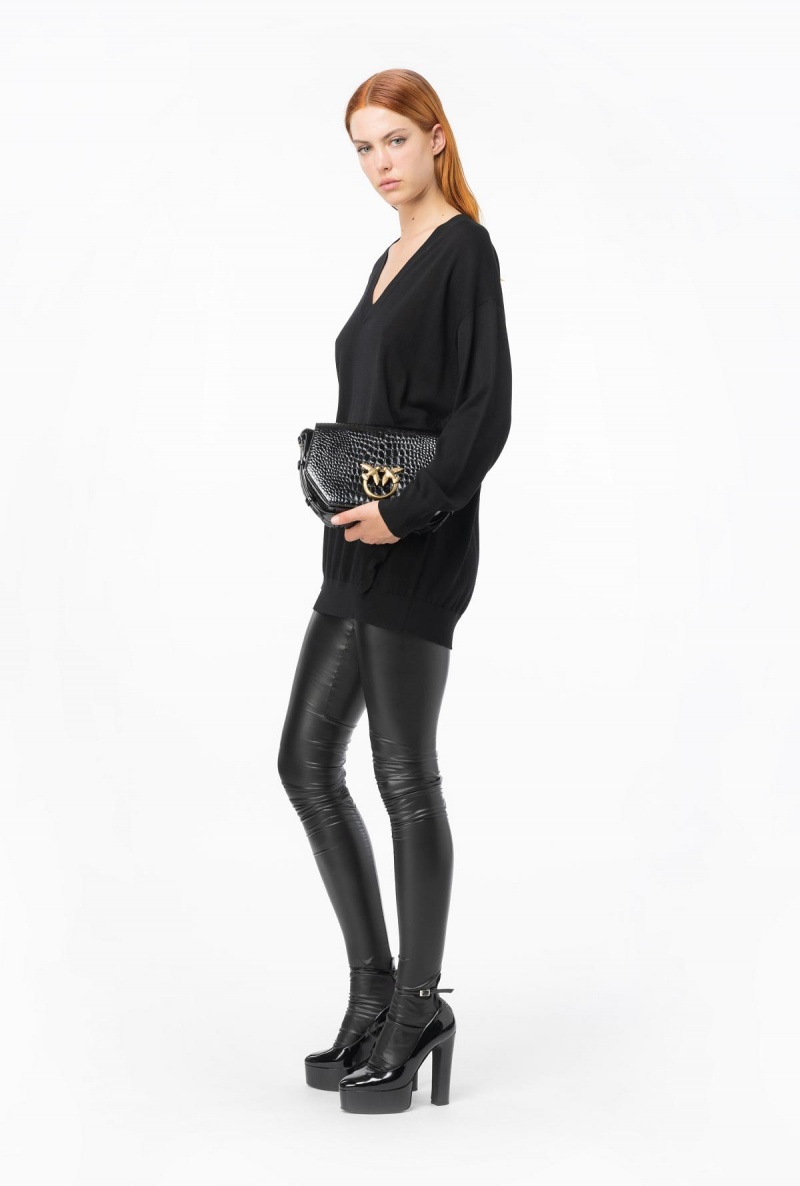 LIMO BLACK Pinko Wool sweater with ruching | MYZDE98705
