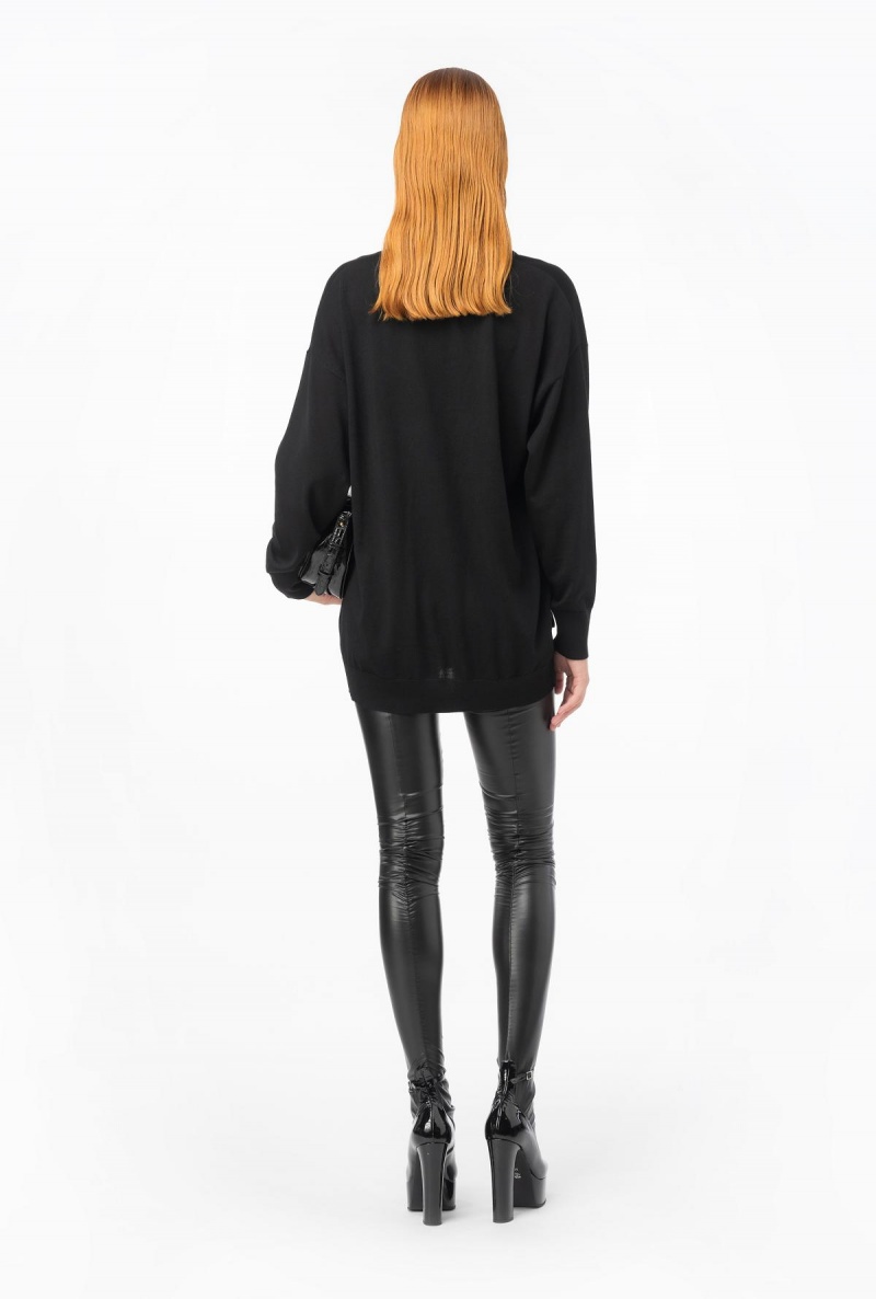 LIMO BLACK Pinko Wool sweater with ruching | MYZDE98705