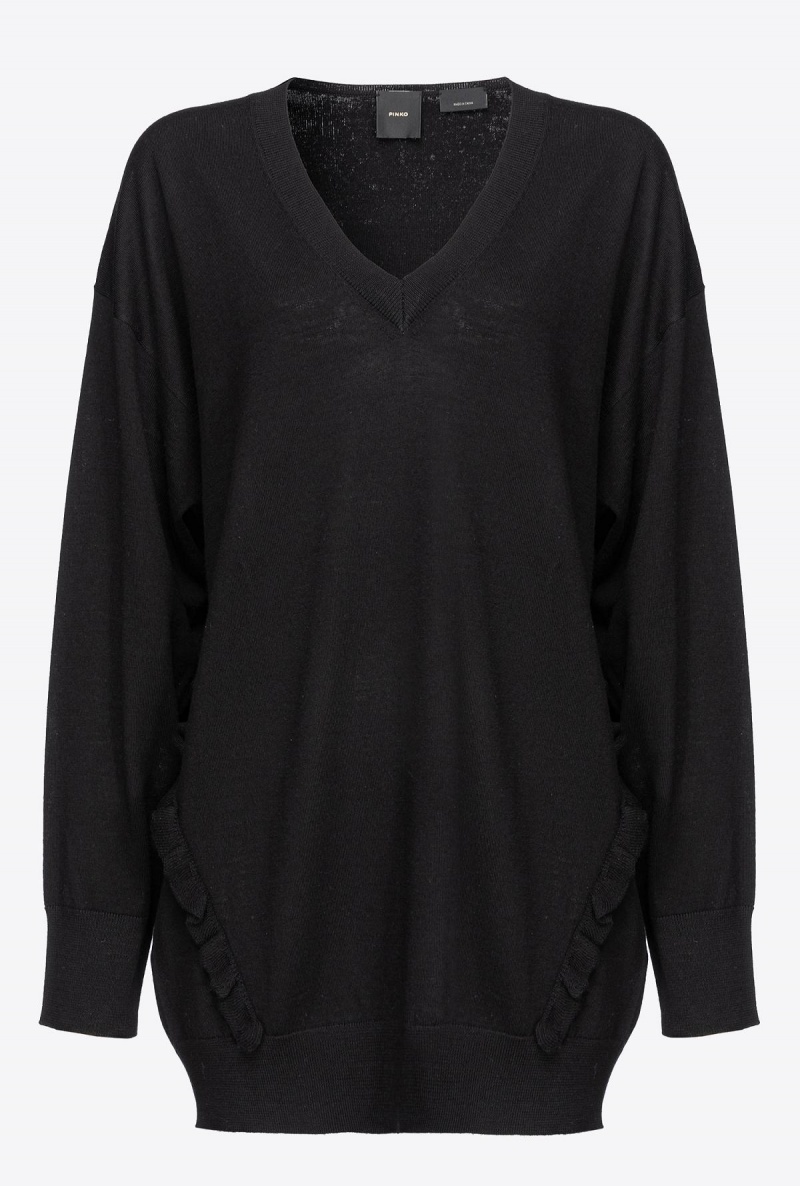 LIMO BLACK Pinko Wool sweater with ruching | MYZDE98705