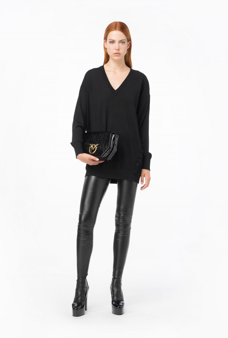 LIMO BLACK Pinko Wool sweater with ruching | MYZDE98705