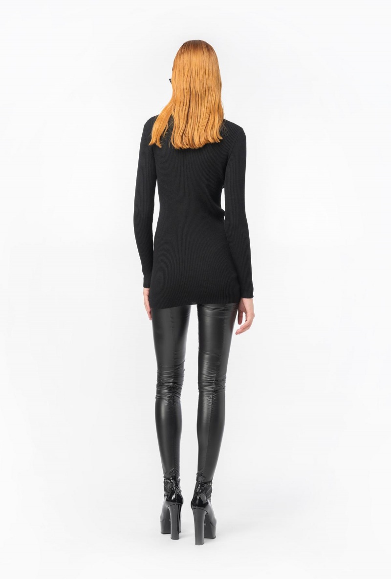 LIMO BLACK Pinko Wool turtleneck sweater with logo | MYXMI19041