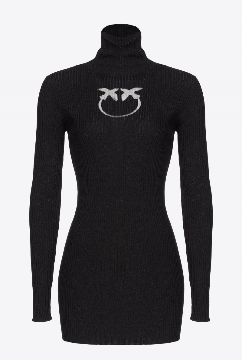 LIMO BLACK Pinko Wool turtleneck sweater with logo | MYXMI19041