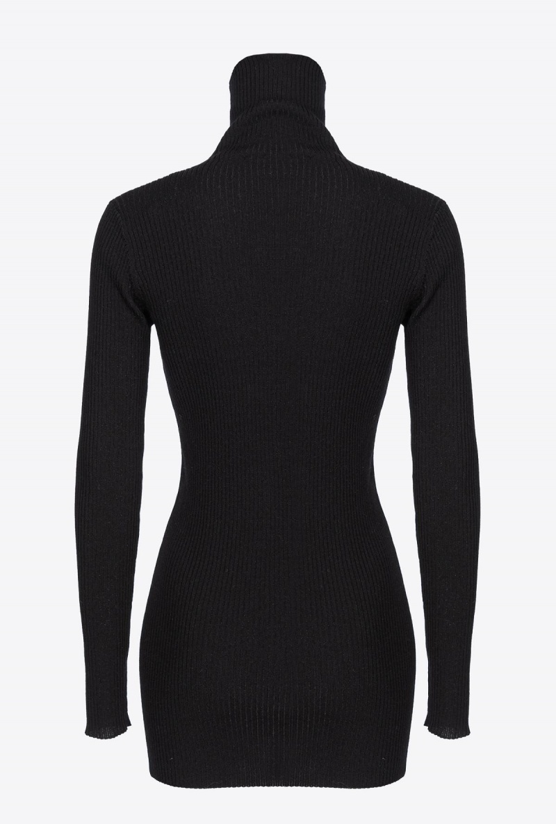 LIMO BLACK Pinko Wool turtleneck sweater with logo | MYXMI19041