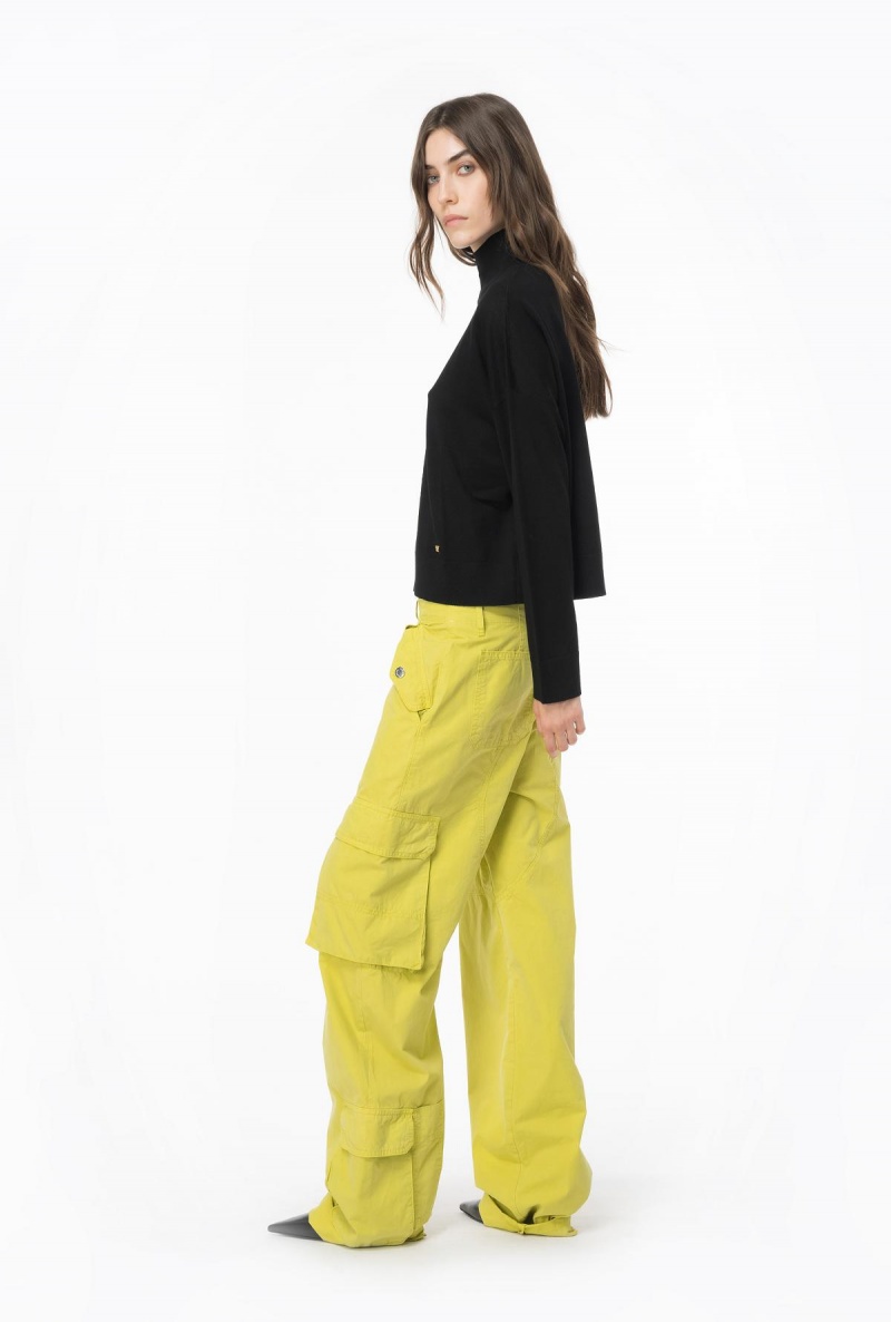 LIMO BLACK Pinko Wool turtleneck with ruching | QMYUV74722