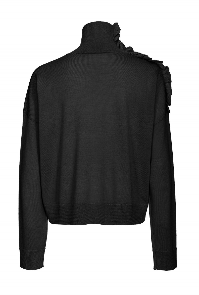 LIMO BLACK Pinko Wool turtleneck with ruching | QMYUV74722