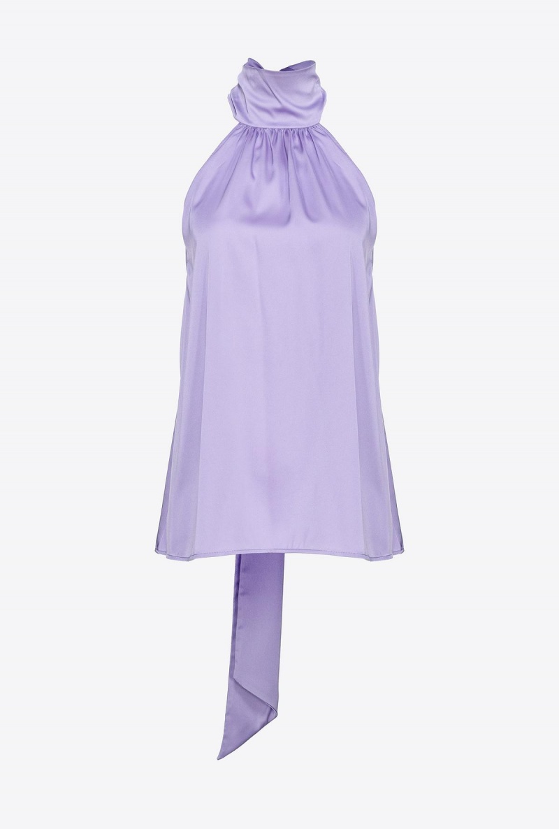 LISIANTHUS LILAC Pinko Halterneck top in light satin | QMYUV95335