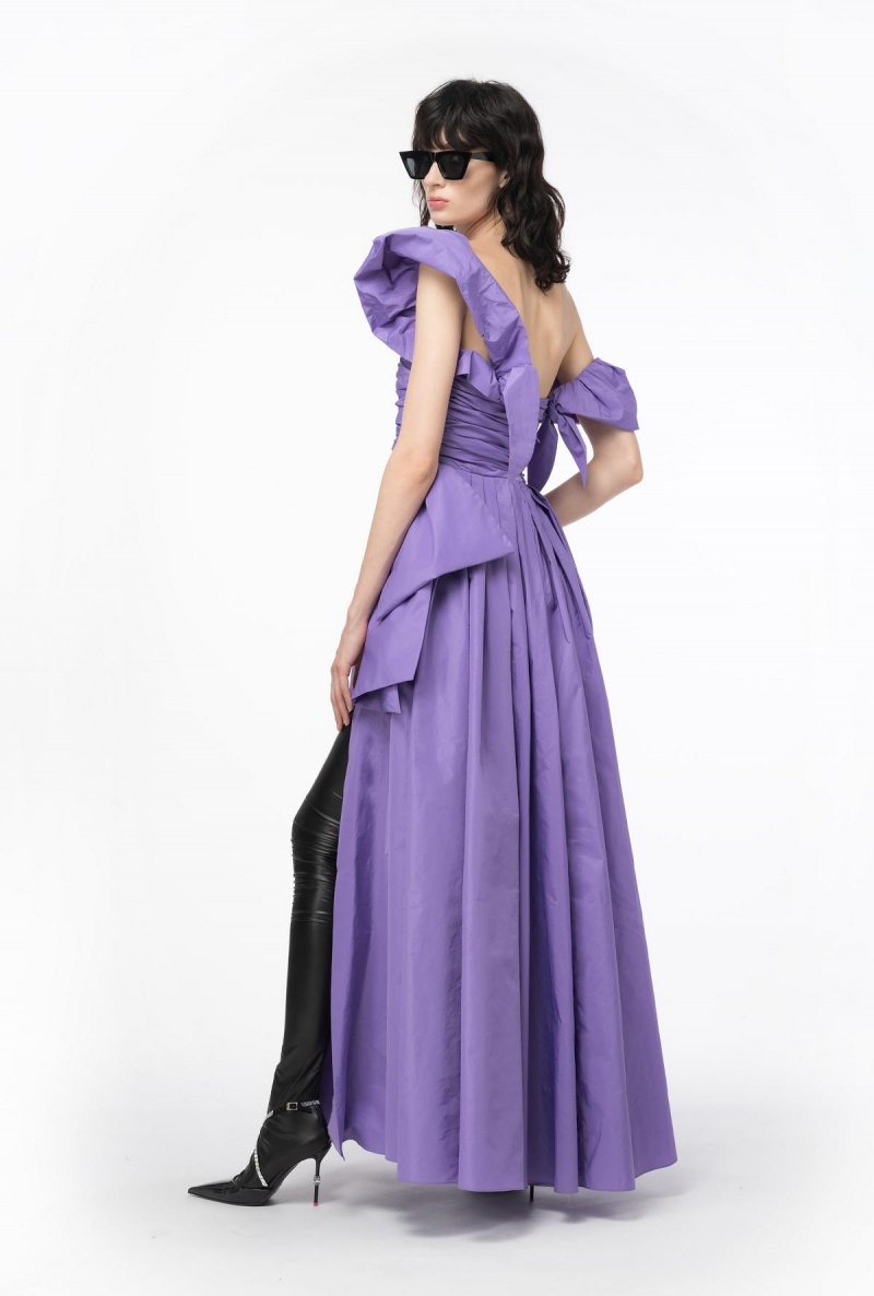LISIANTHUS LILAC Pinko Long taffeta dress with removable sleeves | XMYGW13358