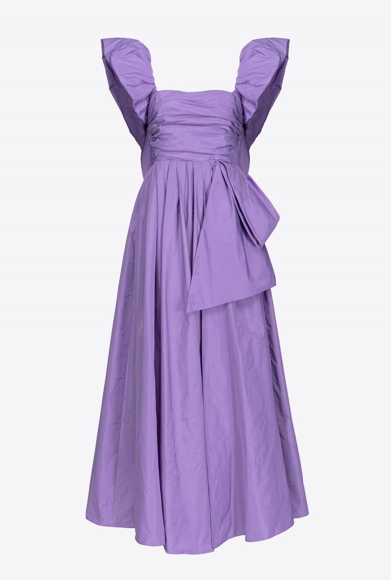 LISIANTHUS LILAC Pinko Long taffeta dress with removable sleeves | XMYGW13358