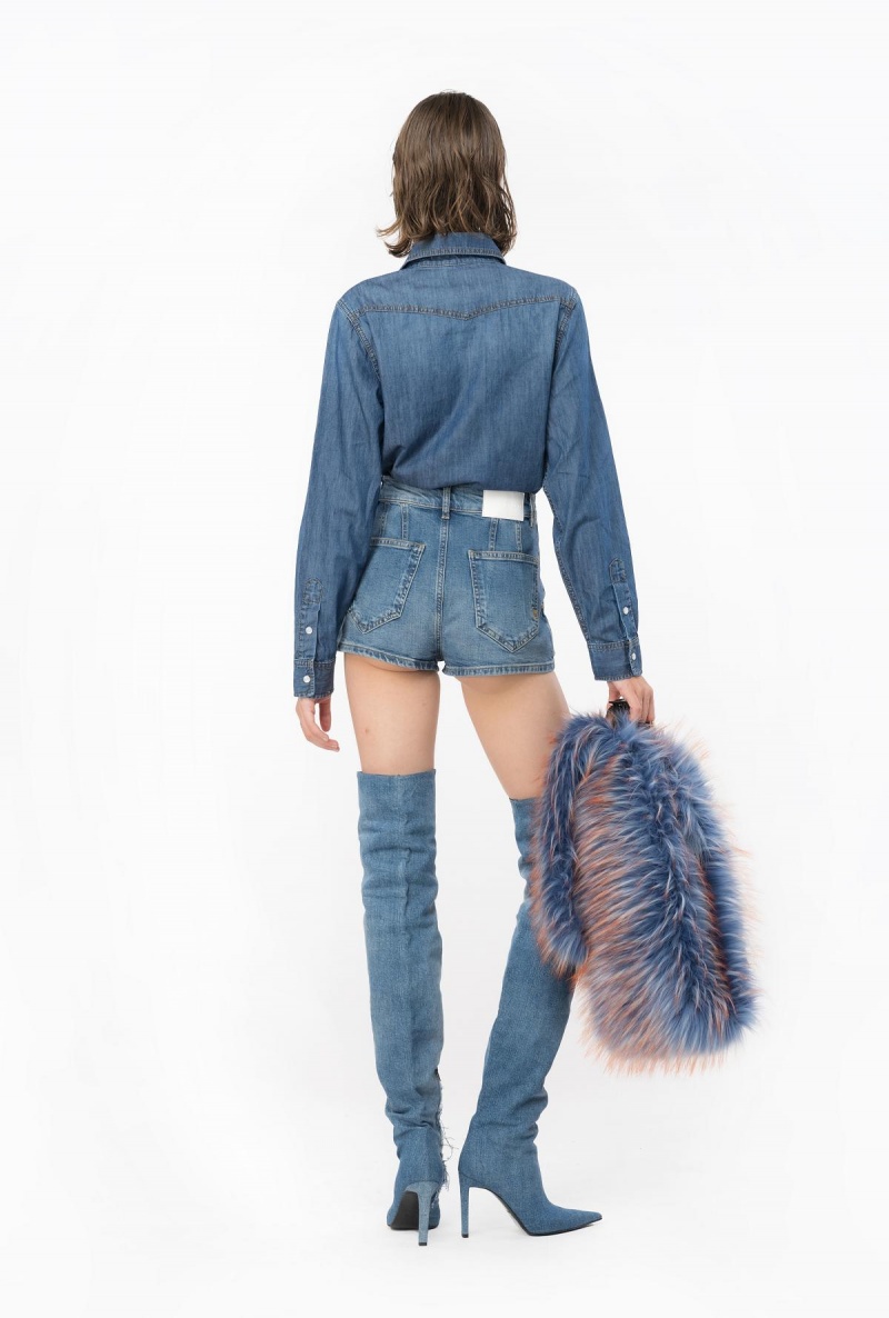MEDIUM DARK VINTAGE WASH Pinko Denim shorts with topstitching | GMYUC22755