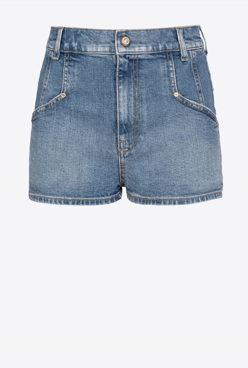 MEDIUM DARK VINTAGE WASH Pinko Denim shorts with topstitching | GMYUC22755