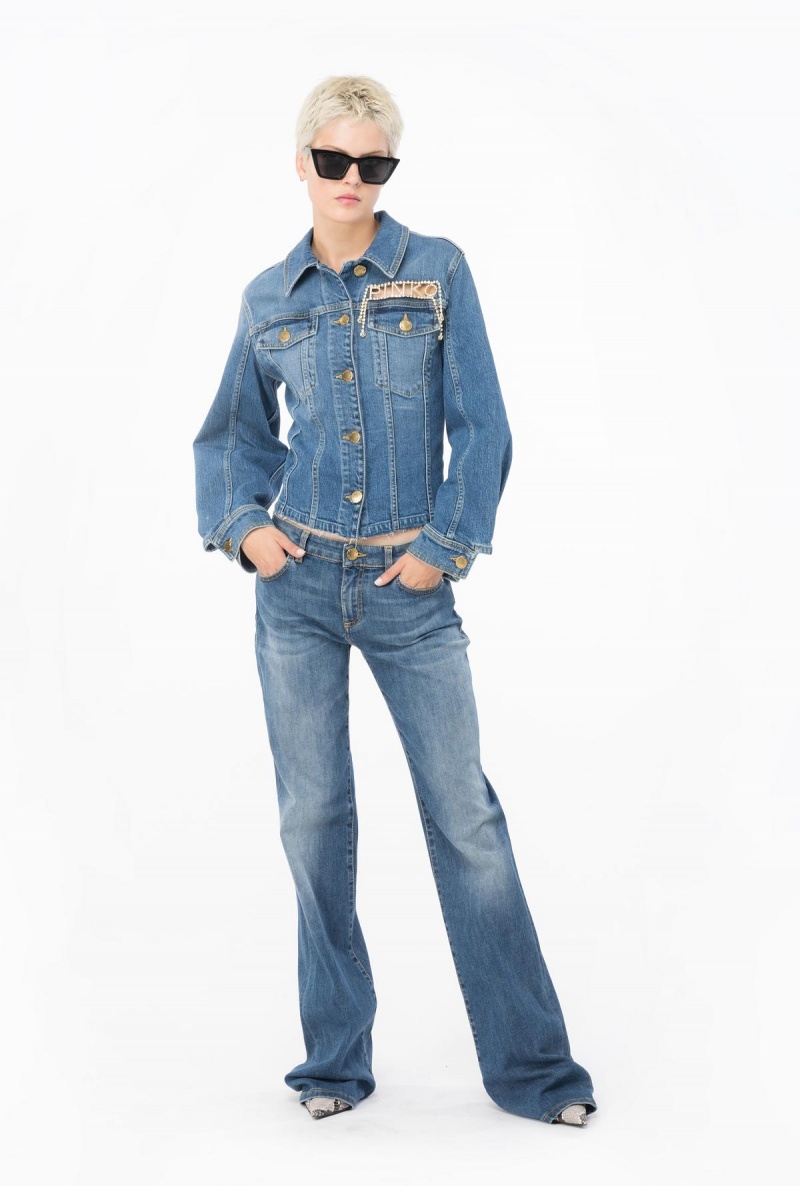 MEDIUM DARK VINTAGE WASH Pinko Flared vintage denim jeans | ZMYNQ76650