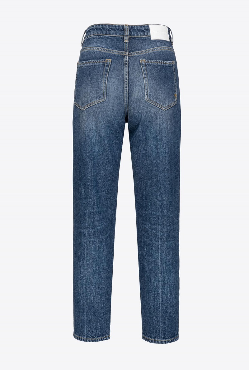 MEDIUM DARK VINTAGE WASH Pinko Vintage denim mom jeans with sash | MYQCS72237