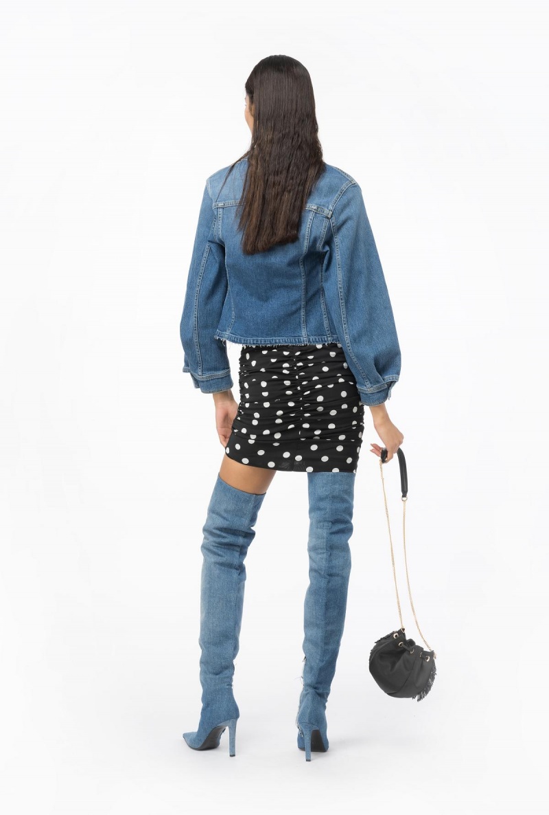 MEDIUM LIGHT WASH Pinko Denim jacket with rhinestone logo | MYQAV67095