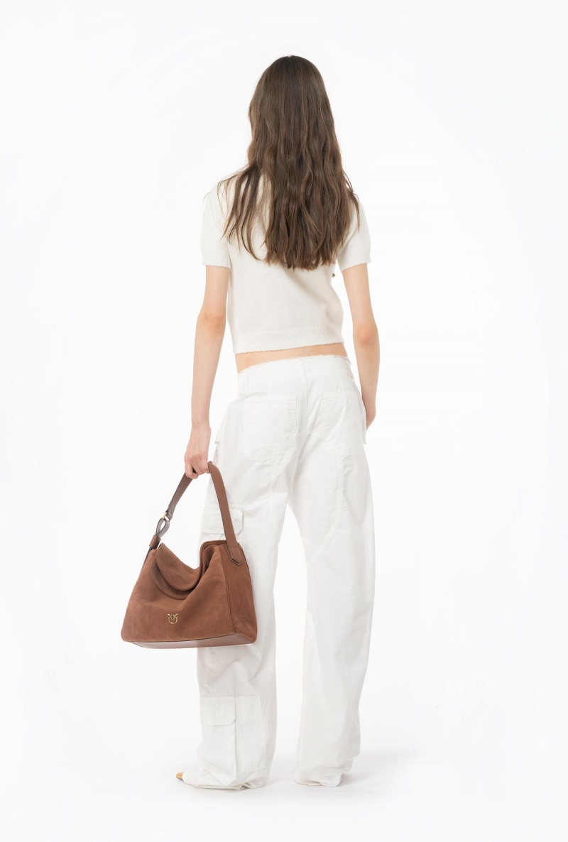 MILK WHITE Pinko Rhinestoned wool sweater | UMYND19332