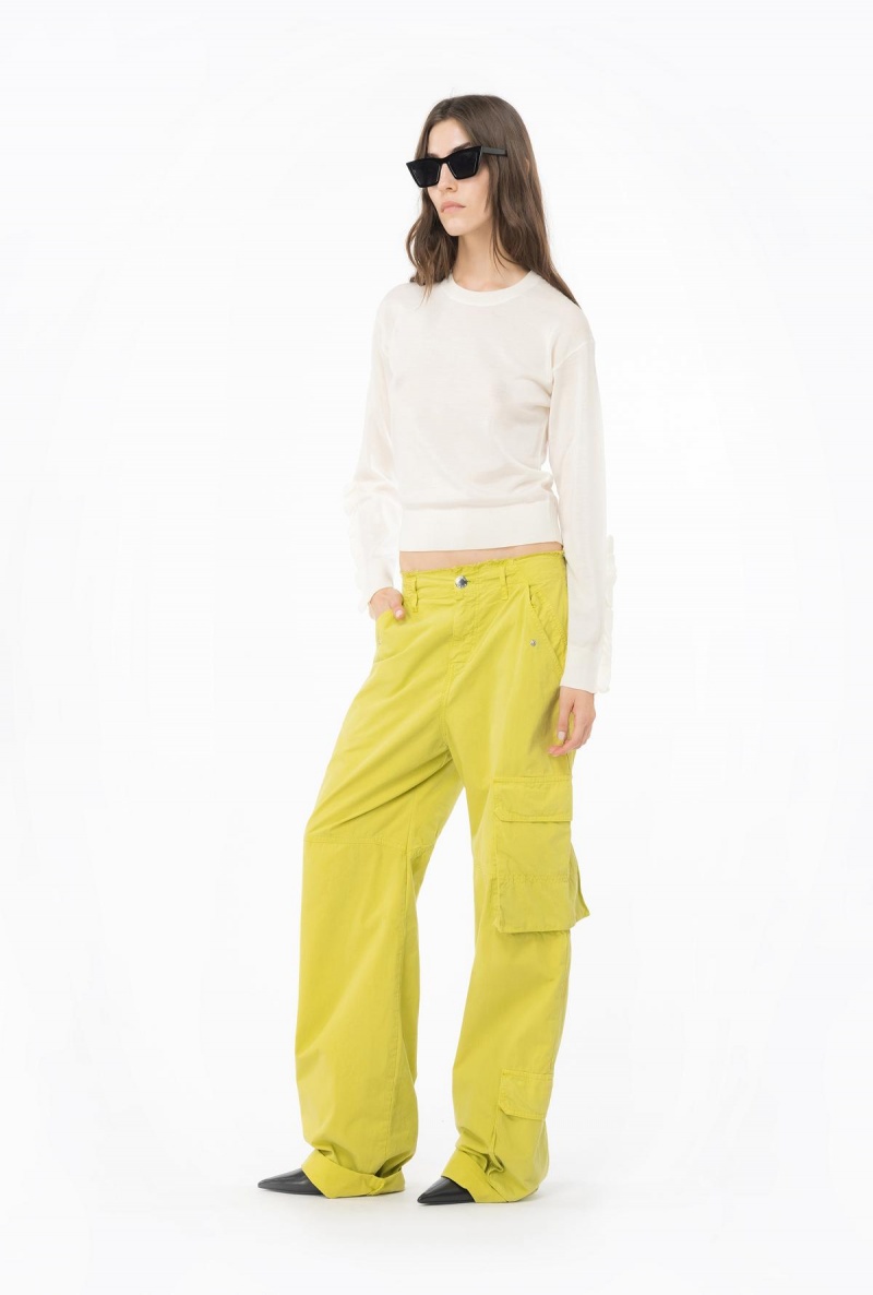 MILK WHITE Pinko Wool pullover with ruching | LMYTR99571