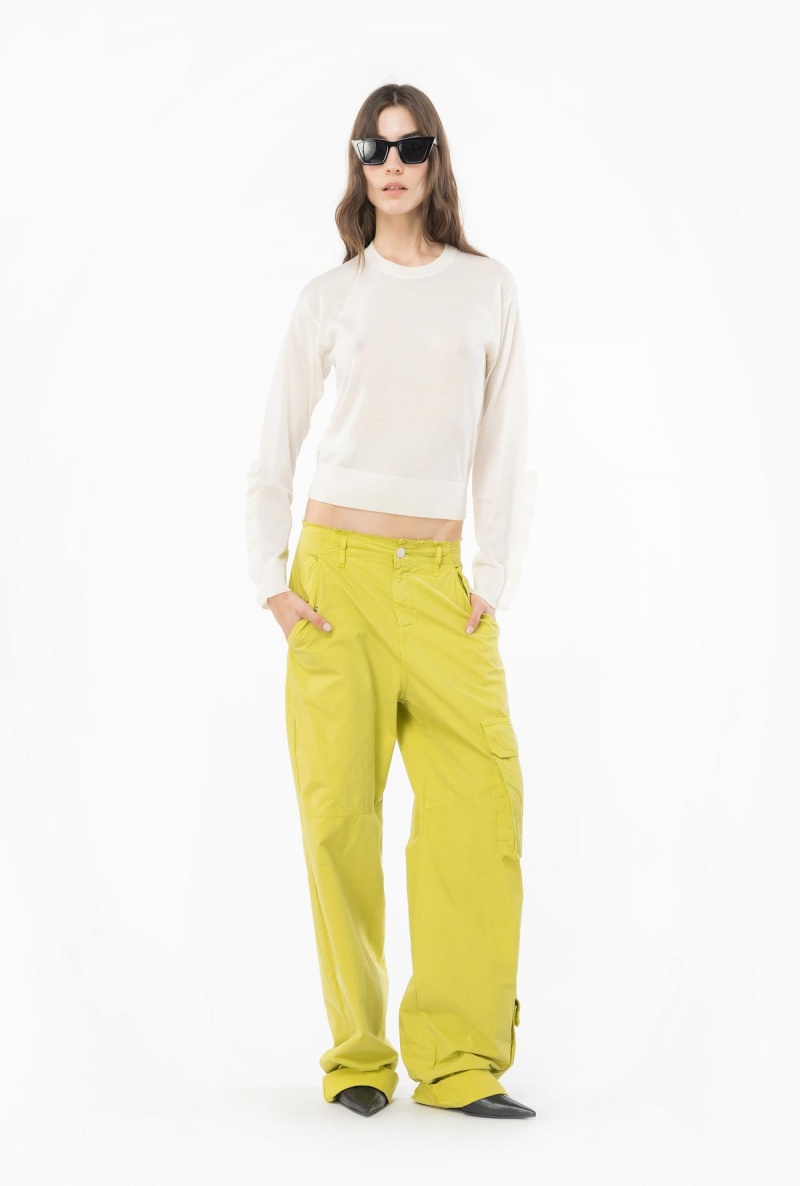 MILK WHITE Pinko Wool pullover with ruching | LMYTR99571