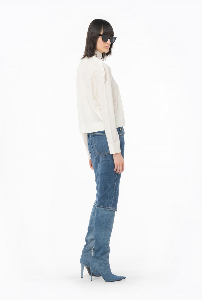 MILK WHITE Pinko Wool turtleneck with ruching | LMYTR42430