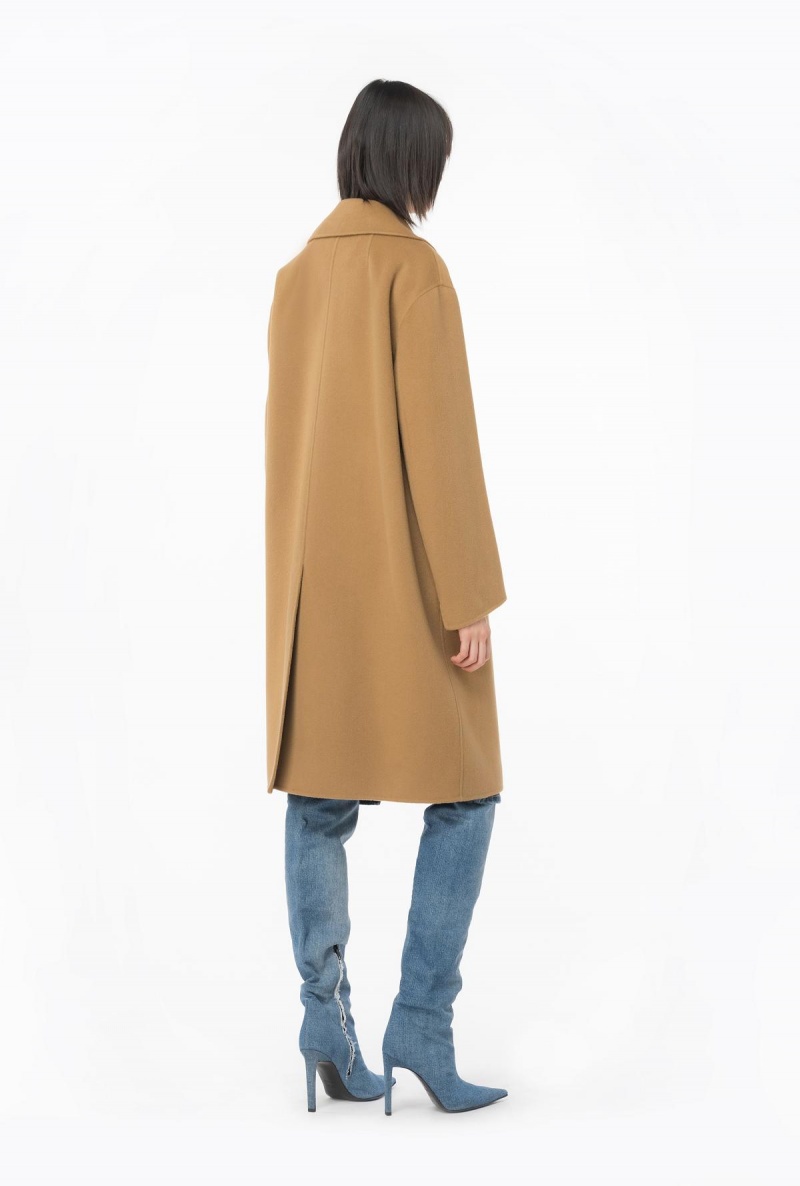 MOCHA CAMEL Pinko Belted cloth coat | EMYVG79830