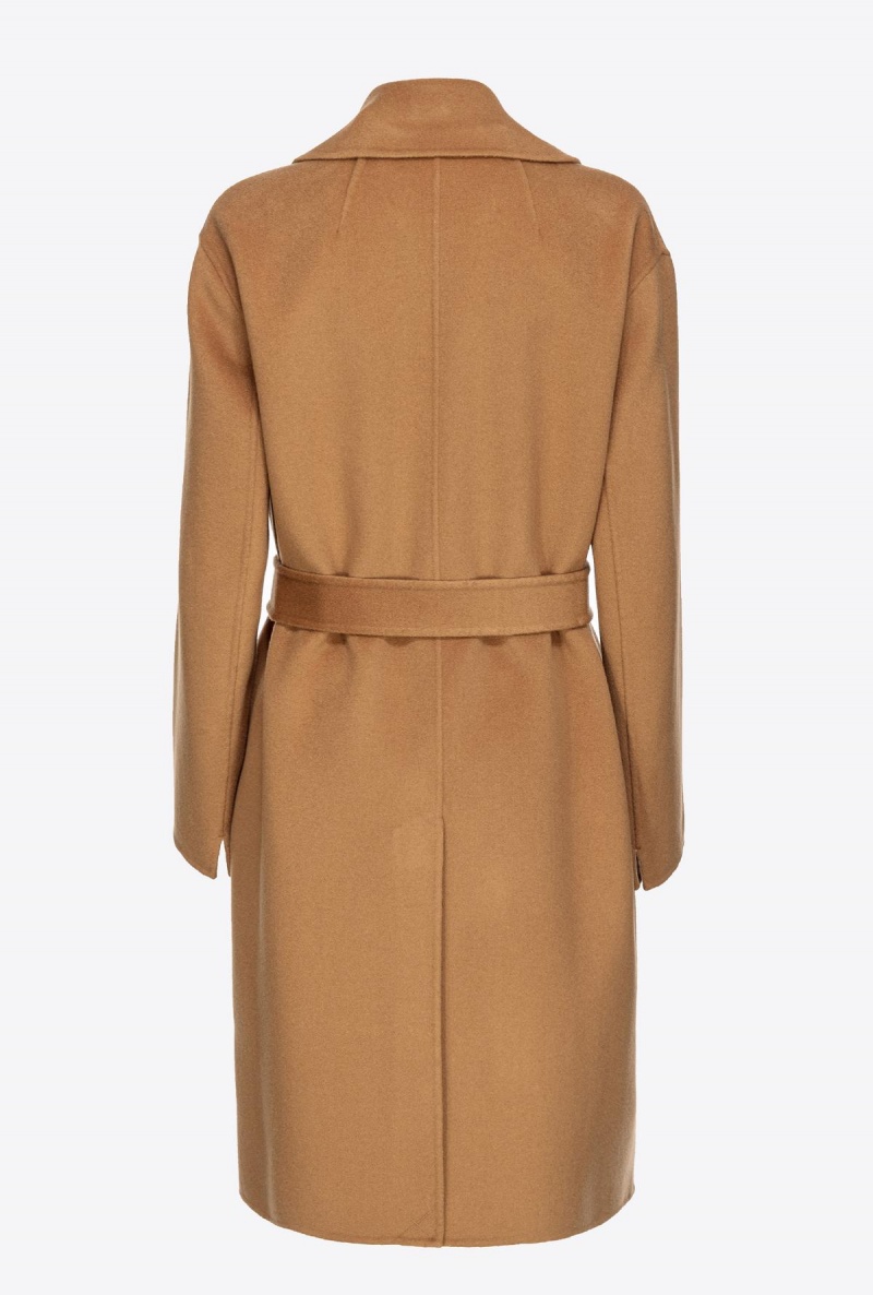 MOCHA CAMEL Pinko Belted cloth coat | EMYVG79830
