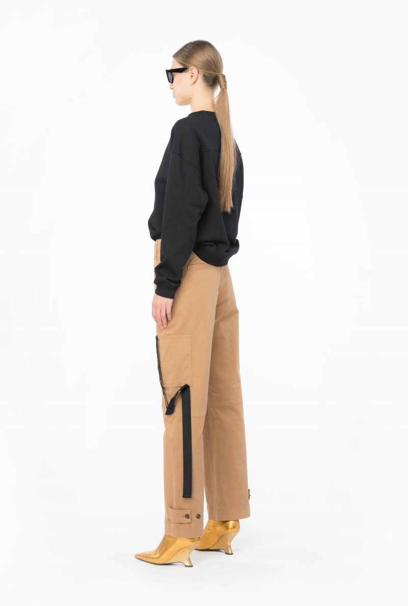 MOCHA CAMEL Pinko Cargo trousers with ribbon | MYCIF80794