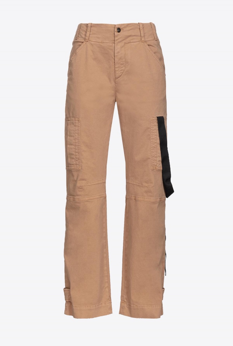 MOCHA CAMEL Pinko Cargo trousers with ribbon | MYCIF80794