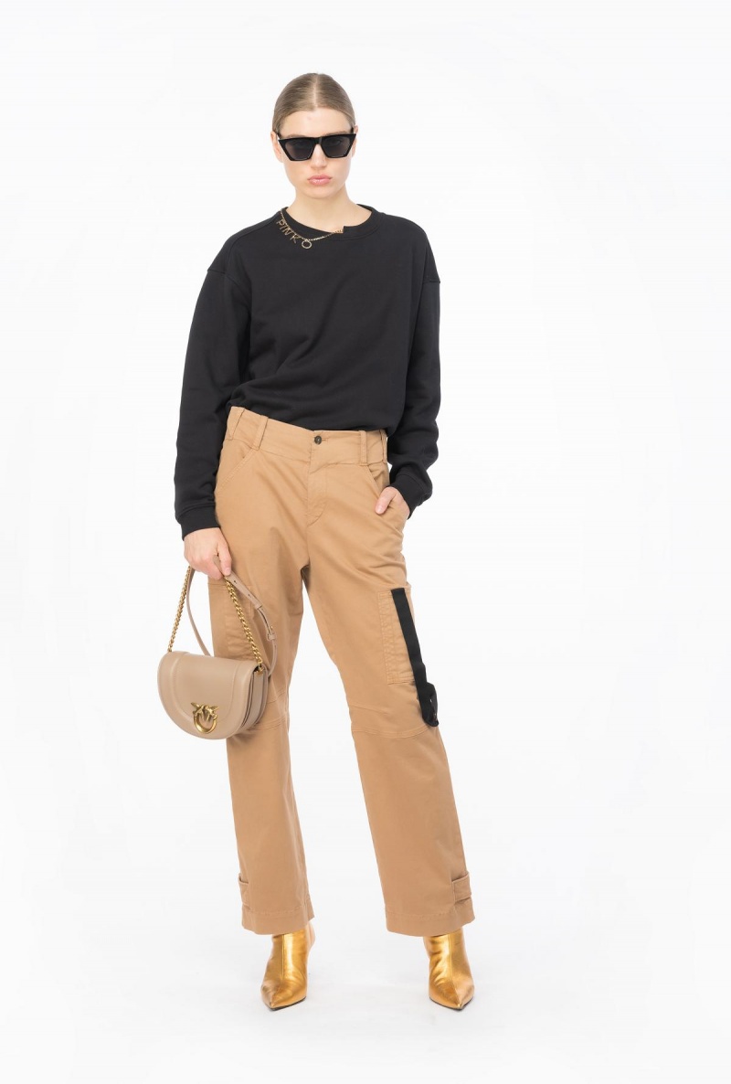 MOCHA CAMEL Pinko Cargo trousers with ribbon | MYCIF80794